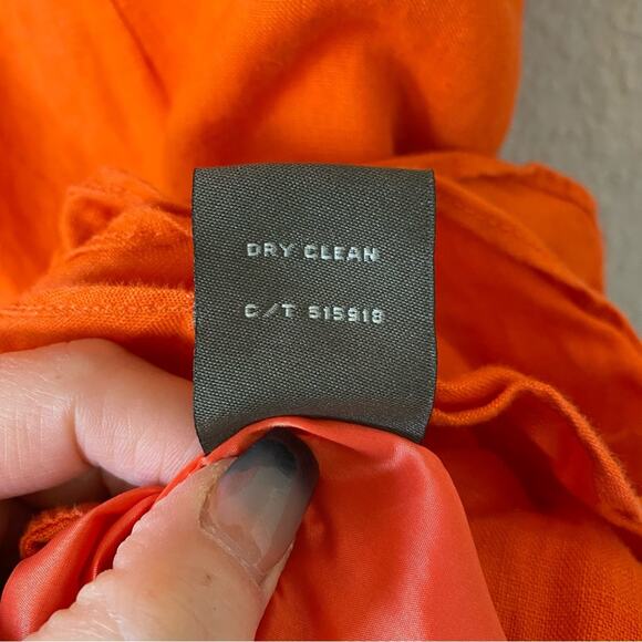 Taylor Orange Linen Ruffled Hem Sheath Dress Size 6 - Picture 4 of 6